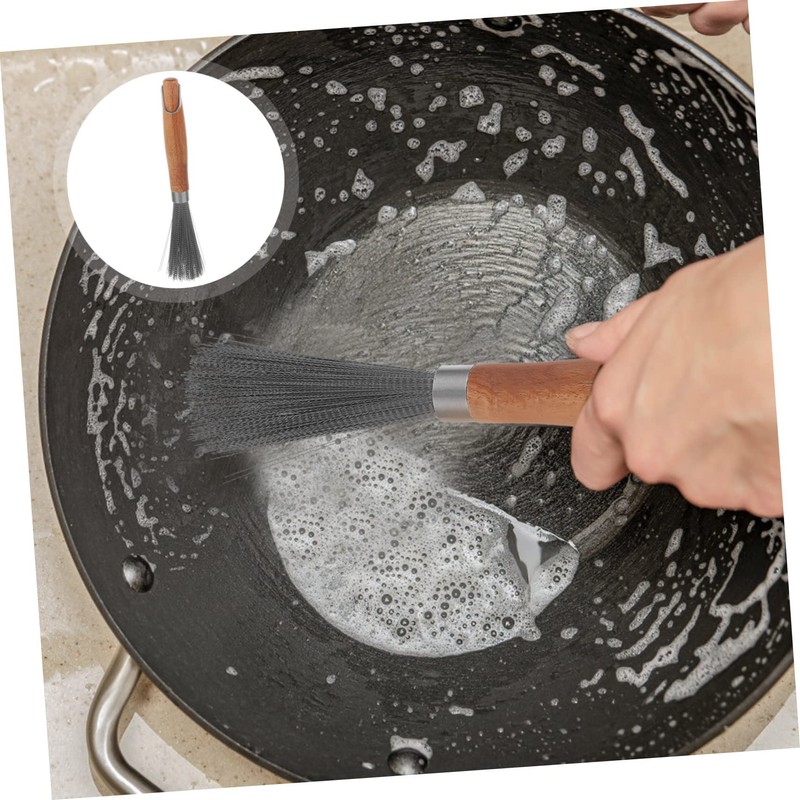Kisangel 2pcs Cookware Washing Brush Stainless Steel Scrub Brush Pot