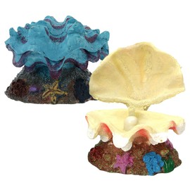 Mobestech 2Pcs Scallop Fish Tank Bubbler Decoration Underwater Ornaments for Aquariums Fadeless Resin Crafts Compact Design for Enhanced Fish Vitality