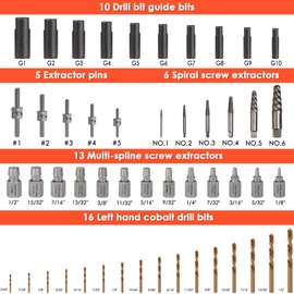55-Piece Easy Out Screw Extractor Set with Broken Bolt Extractor Kit