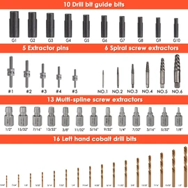 55-Piece Easy Out Screw Extractor Set with Broken Bolt Extractor Kit