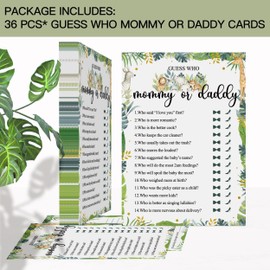 36 Guess Who Mommy Or Daddy Game Safari, Safari Jungle Baby Shower Games Cards, Wild Animal Themed Baby Shower Games Favor Decoration(5x7 Inches)