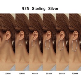 VONALA Sterling Silver Hoop Earrings for Women Fine Jewellery 70mm