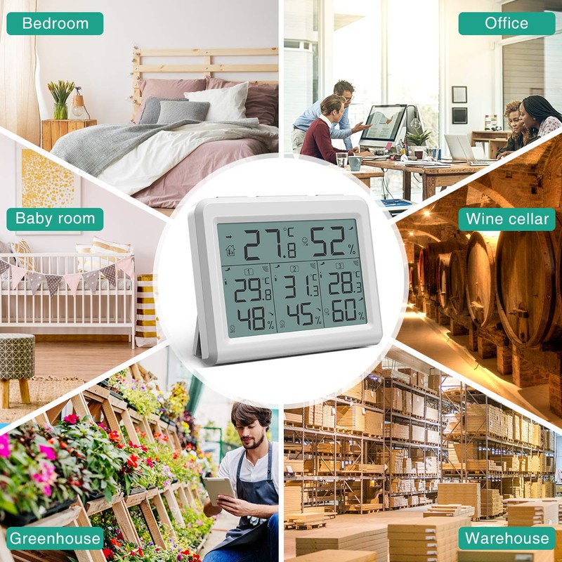 ORIA Indoor Outdoor Thermometer, Digital Hygrometer Thermometer with 3 Sensors,
