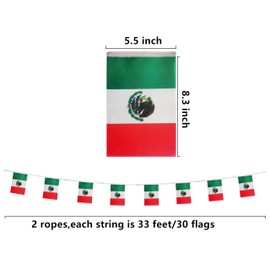Mexico Flags Mexican Small Mini String Banner Flags 66 Feet 60 Flags Miniature Mexico Flags Banners For Grand Opening, Olympics Festival,Grand Opening Sports Celebration Decorations