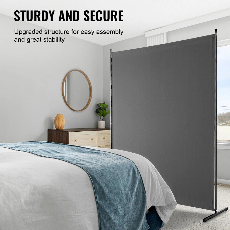 Single Panel 6FT Iron Freestanding Multi-Functional Privacy Screen Grey Indoor