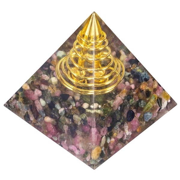 mookaitedecor Turmalin Heilkristall Quarz Pyramide, Positive Energiepyramide für EMF Schutz Meditation/Yoga/Heilung Chakra/Wohnkultur 57mm