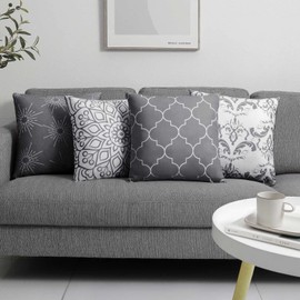 Set of 4 Luxton Home Decoration Grey Cushion Covers, Soft Flannel Square Cushion Cover Set for White Grey Sofa Couch Lounge Decoration 45x45cm (Grey)