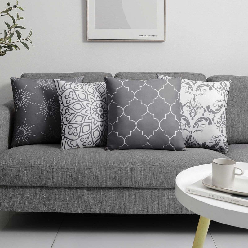Set of 4 Luxton Home Decoration Grey Cushion Covers, Soft