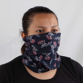 Seamless Bandana Tube Face Scarf - Navy Small Flowers