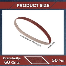 Kozelo 50 Pcs Sanding Belts 13mm x 457mm 60 Grit Aluminum Oxide Abrasive Sandpaper for Belt Sander Metal Grinding Wood Working Weld Rust Removal