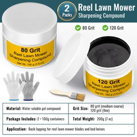 Reel Lawn Mower Sharpening Kit with Brush & Gloves, 80 Grit + 120 Grit