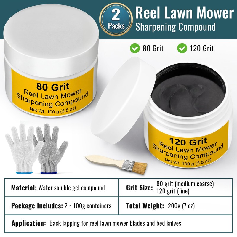 Reel Lawn Mower Sharpening Kit with Brush & Gloves, 80