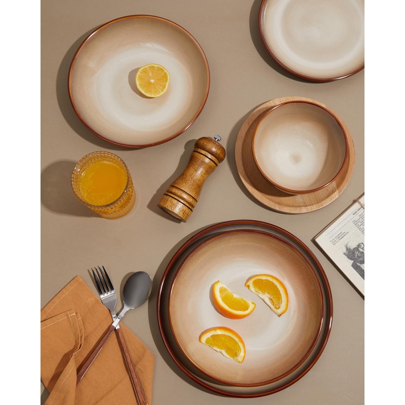 Pokini Stoneware Dinnerware Set Service for 4, 12 pcs Reactive