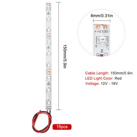 YIXISI 15 PCS 150mm Prewired Strip LED, 12V - 18V LED Strip Light, 2335 SMD LED Light, Red