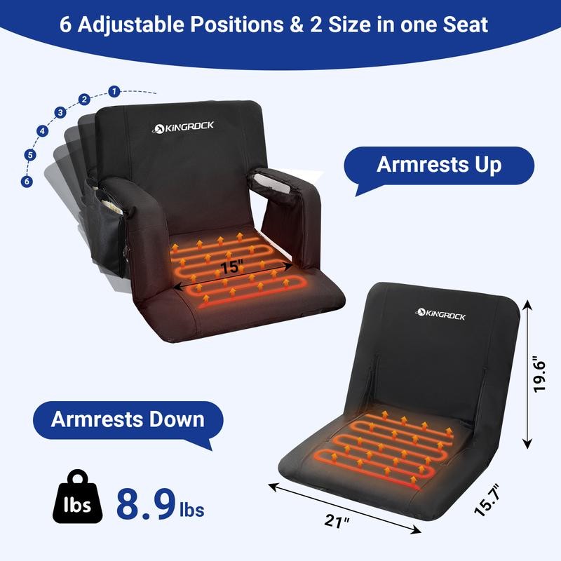 KINGROCK Stadium Seat with backrest Support - Heated, Comfortable Cushion
