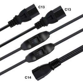 HuaLiSiJi C13 C14 Cable with Switch IEC Cable Switch Splitter Power Plug Cable Power Cable with Switch PDU 10A/250V 35cm