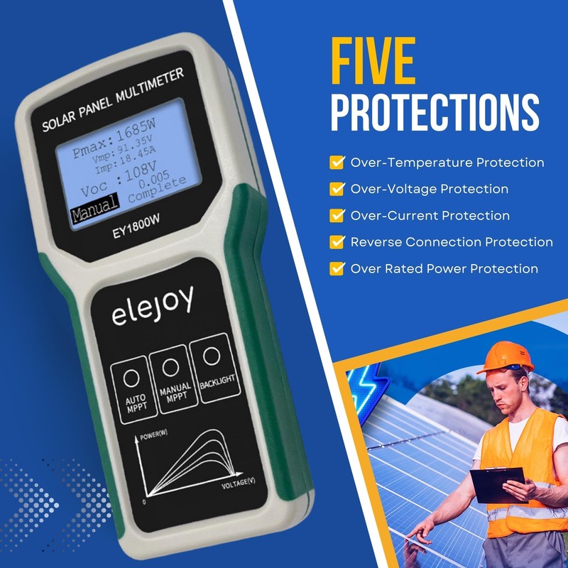 EY1800W Solar Panel Tester, DC/AC Solar Power Meter, Photovoltaic Panel