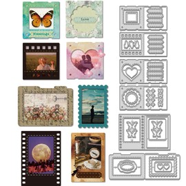WADORN 4 x Card Holder with Butterfly Heart Cutting Dies Hollow Butterfly Flowers Cutting Carbon Steel Embossing Folder Template for Wedding Invitation Cards Paper Photo Album Decoration