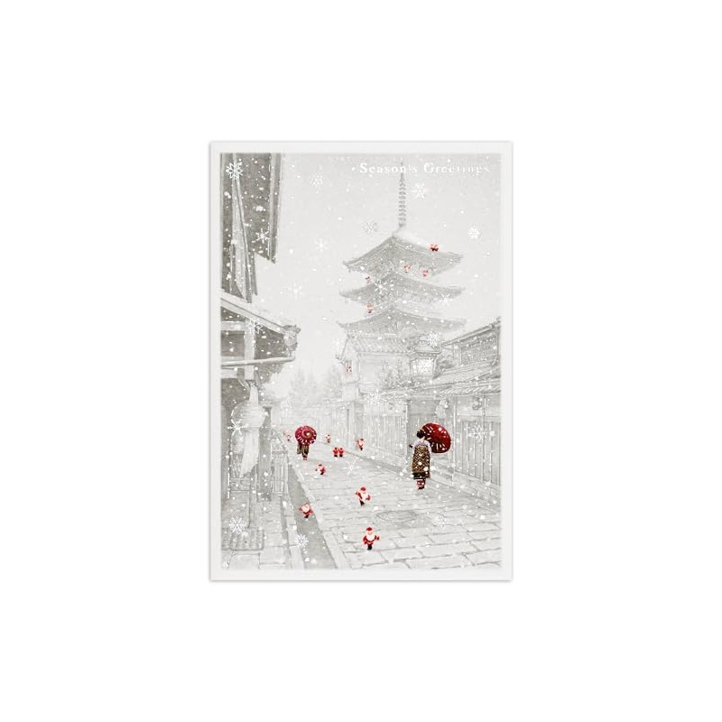 Mini Santa Greeting Life Christmas Card Japanese Style Kyoto SJ-29