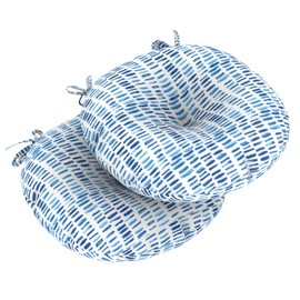 LVTXIII Outdoor Seat Cushions Patio Chair Pads with Ties, Round Bistro Chair Cushions for Home Office and Patio Garden Furniture Decoration 15"x15"x4", Set of 2, Pebble Blue