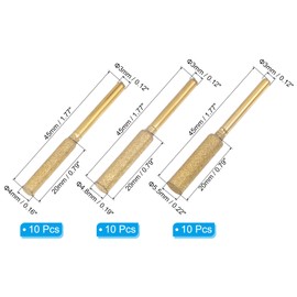 PATIKIL 30 Pcs Diamond Chainsaw Sharpener 3 Sizes High Hardness Sharpening Stone Polishing Chainsaw Sharpening Kit Grinding File Tool, Gold(5/32", 3/16", 7/32")