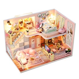 CUTEROOM DIY Miniature Dollhouse Kit with Furniture and Music - Complete Model Kit for Children, Boys and Girls (Flower History)