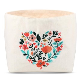 Xuniea Flower Embroidery Bread Basket Spring Meadow Charming Table Decoration Gift for Moving or Moving Out Bread Basket Housewarming Gift Bread Bag Gift Idea for Housewarming Bread Basket Made of