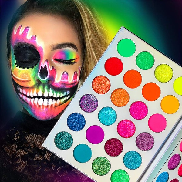 Afflano Neon Makeup Palette - Glow in the Dark Eyeshadow,