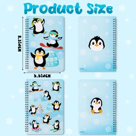 B1ykin 2Pcs Penguin A5 Spiral Notebooks, 50 sheets 100 Pages Penguin Wire Bound Travel Journal Spiral Notebook, Writing Notepads Memo Diary Notes Study School Work for Kids School Office