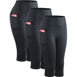 CADMUS Womens Yoga Pants Workout Legging Capri with Pocket,20,Black,Black,Black,XL