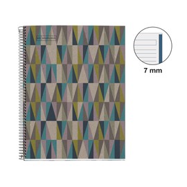 Miquelrius - A4 notebook, 7 mm ruled notebook, 100% recycled paper notebook 80 g/m², recycled notebook with 80 sheets of one color, spiral, ruled notebook, Eco Rhombus