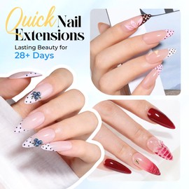 Stiletto Nail Tips and Glue Gel Kit, 120Pcs Pre-etched Pointed Fake Nails, 15g Solid Nail Glue Gel Strong, 8W Mini U V/LED Nail Lamp, Nail File & Buffer, Gel Nail Extension Kit for Beginners