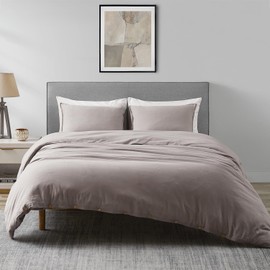 DAPU Linen Duvet Cover King, Washed Lightweight Bedding Set with Buttons Closures, 3 PCs Hypoallergenic Soft Linen Cotton Blend Duvet Cover Set with 8 Corner Ties (Gray, King)