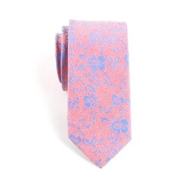 Elfeves Men's Women Boys Coral Pink Blue Small Designer Jacquard Silk Tie Formal Self NecktieS