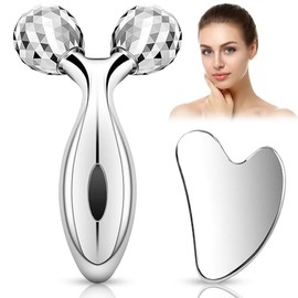 2 Piezas Herramienta Facial Gua Sha, Herramienta de masaje Rodillo ,Herramienta de Guasha Facial, Belleza Facial Gua Sha Board para Masaje Facial...  