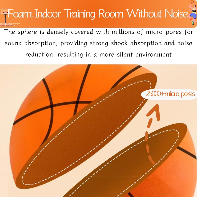 2025 Upgrade Silent Basketball, Silent Foam Basketball Indoor Training Ball,