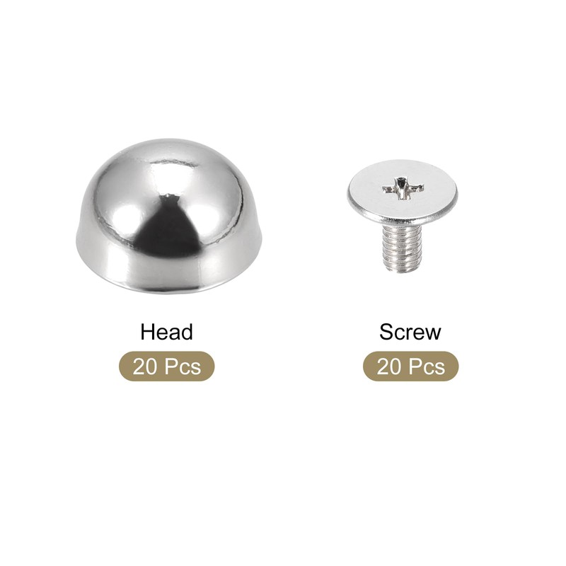 sourcing map 12x7mm Screw Back Rivets Hollow Round Head Leather