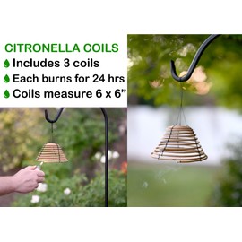 Rool Citronella Coils Outdoor, Hanging Citronella Candles Outdoor for Patio, Backyard and Camping Lighting, Citronella Oil Incense Stick Long Lasting 24 Hours Burn Time, 3 Pack (6")