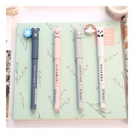 Cute Animal Gel Pen, 0.35mm Cartoon Animal Erasable Blue Ink Gel Pen Student Stationery Office Gift Back To School Gift Set(Blue,4Pcs)