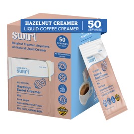 Swirl - Hazelnut Sweet Creamer - Liquid Nutty Flavor Single Serve No Refrigeration Travel Friendly Coffee Enhancer - 9g per pack 50 packets
