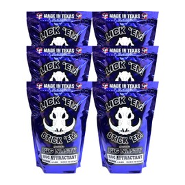 Lick Em Stick Em Pig Nasty 4lb Hog Attractant for Wild Boar & Hog Hunting | Sweet Scent, Granular Formula for Feeders & Bait Sites | Supports Digestion & Wildlife Health | 6 Pack