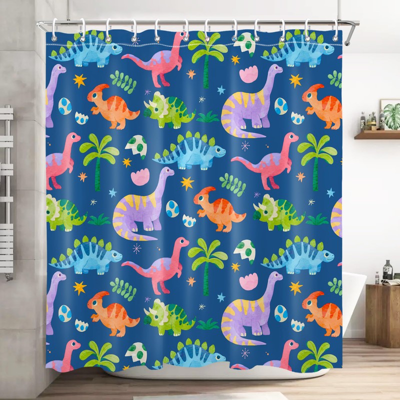 Dinosaur Shower Curtain Kids Bathroom Shower Curtain Set Boys Toddler