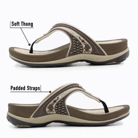 Gold Pigeon Shoes SIGNATURE Women Flip Flops for Women Comfort Walking Cushion: Size 8-8.5 (5893 Brown EU39)