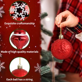 MuRealy 99 Pcs Christmas Ball Ornaments Set - 2024NEW Red and White Christmas Ornaments, Shatterproof Christmas Balls Tree Ornaments Hanging Ornaments for Xmas Holiday Party Decor