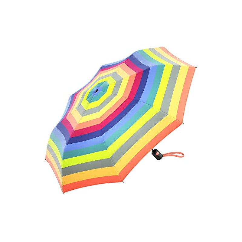 Benetton Pocket Umbrella Mini Automatic Dots, Multistripe Fresh Salmon