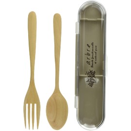 Showa ARBRE 27149 Wooden Cutlery Set with Case, Made in Japan