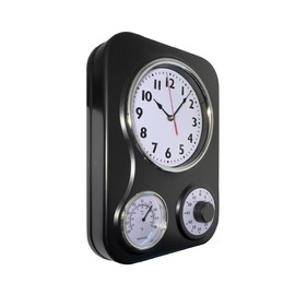 Lily's Home Retro Kitchen Clock with Temperature and Timer (Black)