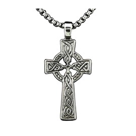 vogueteen Men Irish CELTIC CROSS Ireland Pendant Necklace Titanium Stainless Steel Jewelry