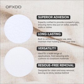 Hook and Loop Dots - Non-Slip Self Adhesive Hook and Loop Circles - Self Adhesive Dots Fasteners for Sofa, Carpet - Adhesive Dots for Classroom & Home, 24 Pcs