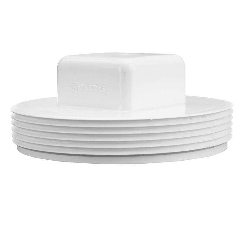 NDS 41P8 PVC S&D Cleanout Plug, with 4-Inch MPT Connection,